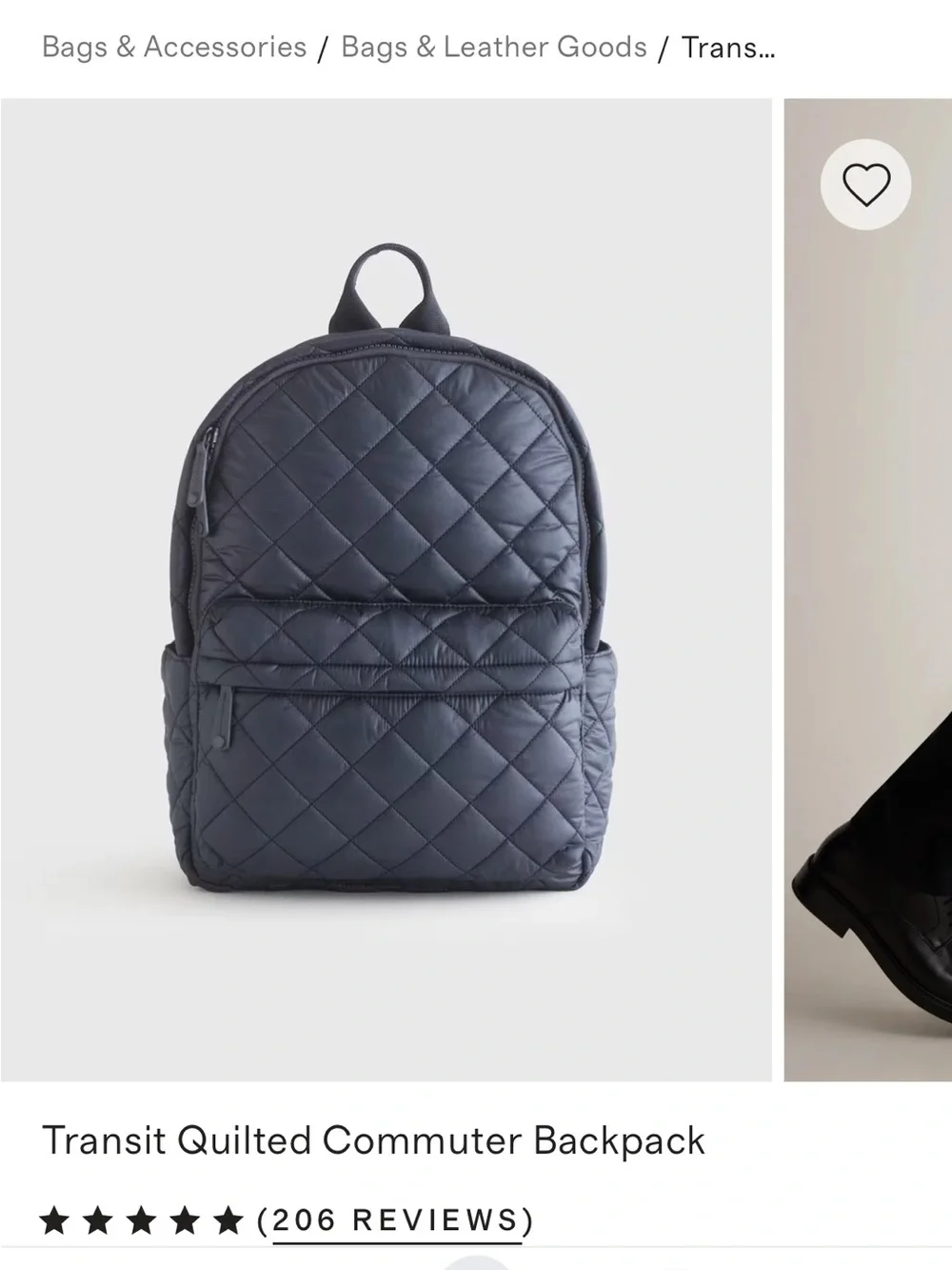 Quince Transit Quilted Commuter Backpack - Navy
